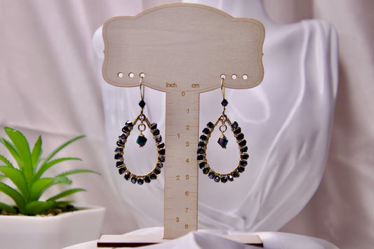Midnight Elegance Black Crystal Teardrop Earrings