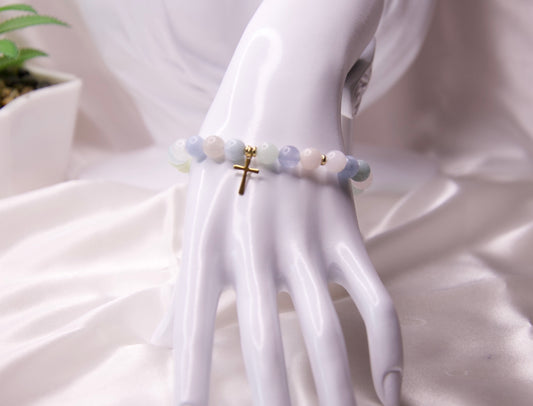 Pastel adjustable bracelet with cross charm
